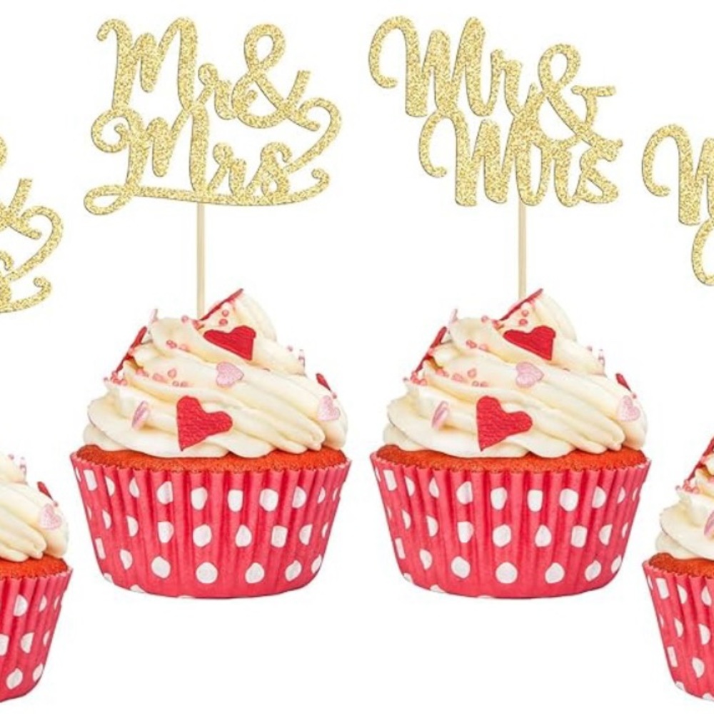 Mr & Mrs Cupcake Picks (Set Of 36)